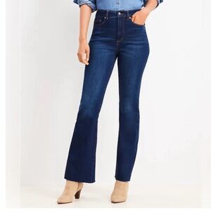 NWT LOFT The Slim Flare High Rise Curvy Fit Petite Jeans Dark Wash Size 30